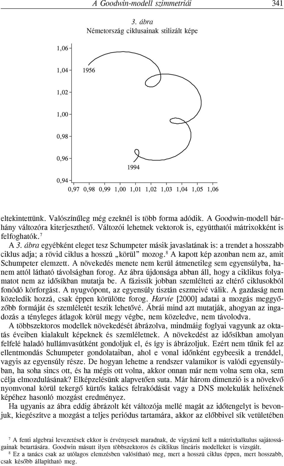 ábra egyébként eleget tesz Schumpeter másik javaslatának is: a trendet a hosszabb ciklus adja; a rövid ciklus a hosszú körül mozog. 8 A kapott kép azonban nem az, amit Schumpeter elemzett.