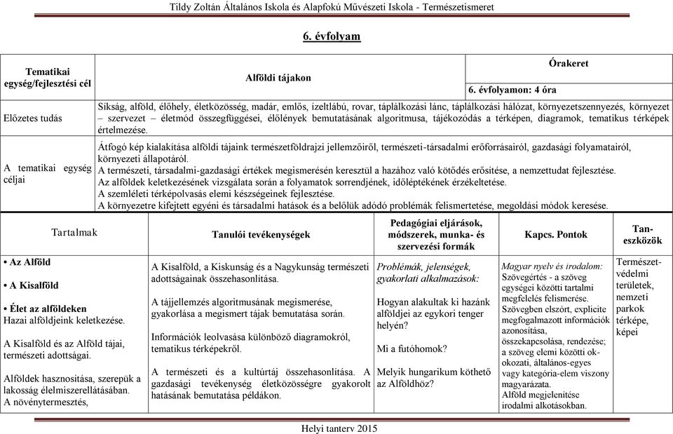 A növénytermesztés, Tildy Zoltán Általános Iskola és Alapfokú Művészeti Iskola - Természetismeret Alföldi tájakon 6. évfolyam 6.