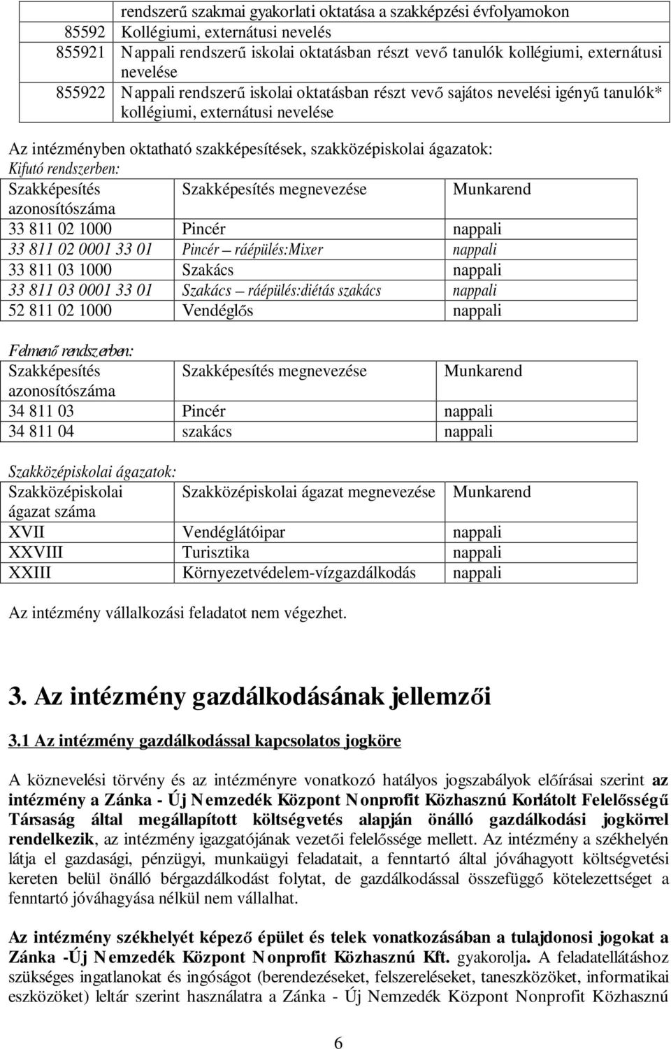 rendszerben: Szakképesítés Szakképesítés megnevezése Munkarend azonosítószáma 33 811 02 1000 Pincér nappali 33 811 02 0001 33 01 Pincér ráépülés:mixer nappali 33 811 03 1000 Szakács nappali 33 811 03