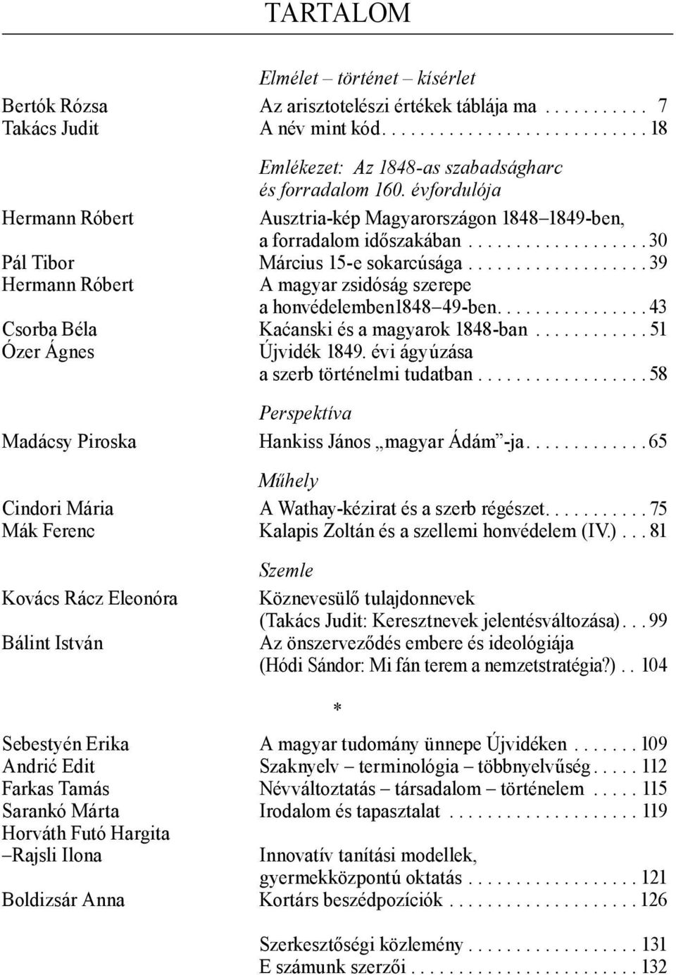 .................. 39 Hermann Róbert A magyar zsidóság szerepe a honvédelemben1848 49-ben................ 43 Csorba Béla Kaćanski és a magyarok 1848-ban............ 51 Ózer Ágnes Újvidék 1849.