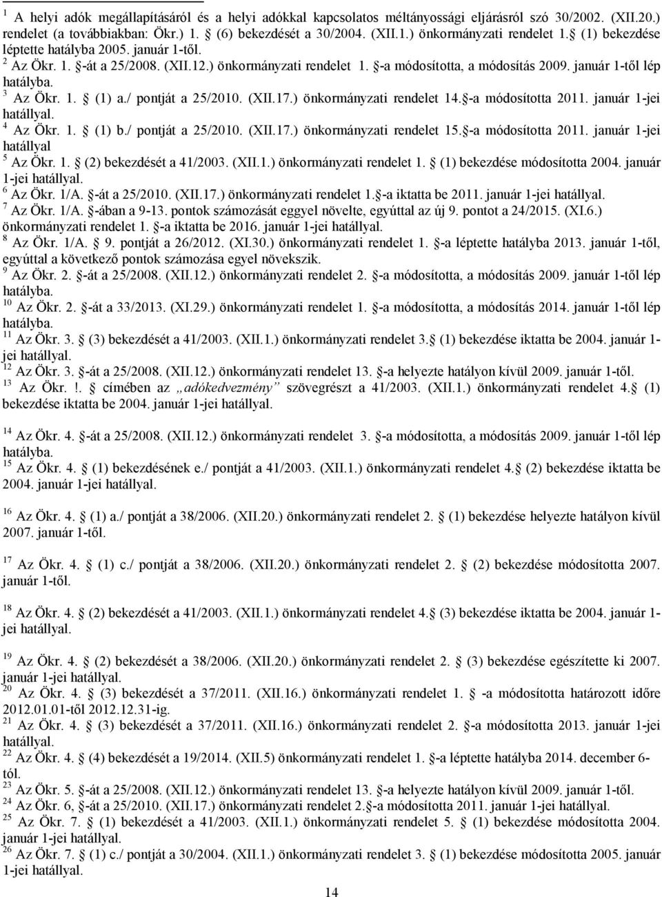 / pontját a 25/2010. (XII.17.) önkormányzati rendelet 14. -a módosította 2011. január 1-jei 4 Az Ökr. 1. (1) b./ pontját a 25/2010. (XII.17.) önkormányzati rendelet 15. -a módosította 2011. január 1-jei hatállyal 5 Az Ökr.