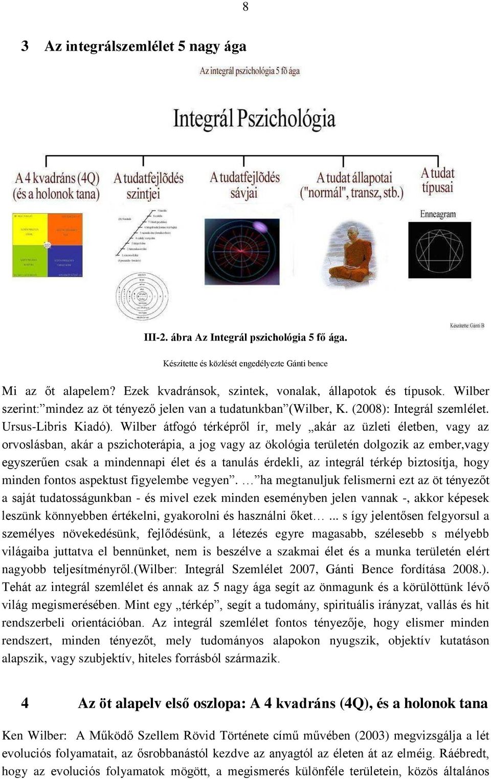 Wilber átfogó térképről ír, mely akár az üzleti életben, vagy az orvoslásban, akár a pszichoterápia, a jog vagy az ökológia területén dolgozik az ember,vagy egyszerűen csak a mindennapi élet és a