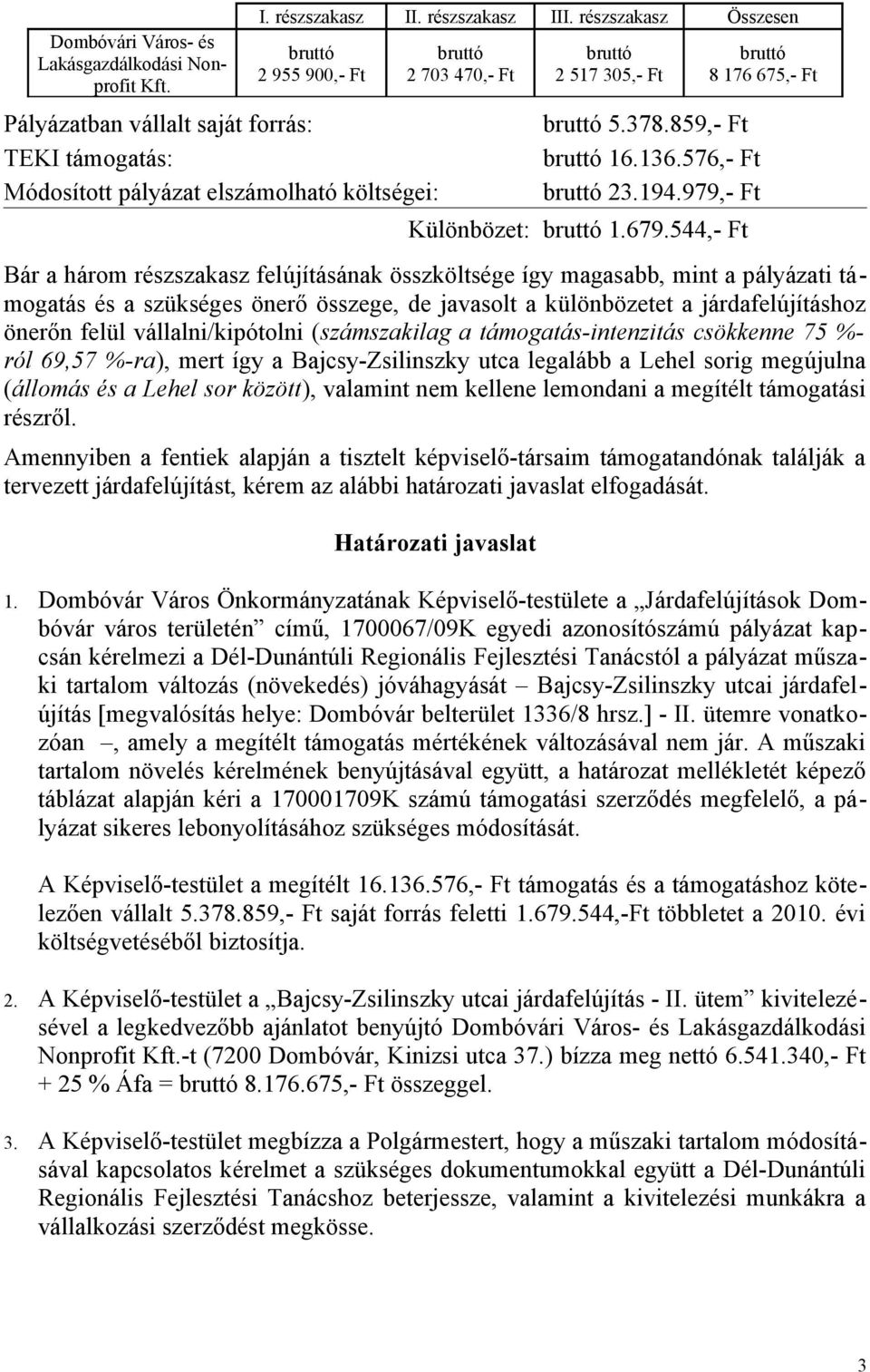 Ft bruttó 5.378.859,- Ft bruttó 16.136.576,- Ft bruttó 23.194.979,- Ft Különbözet: bruttó 1.679.