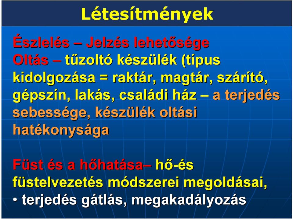 terjedés sebessége, készk szülék k oltási hatékonys konysága Füst és s a hőhath