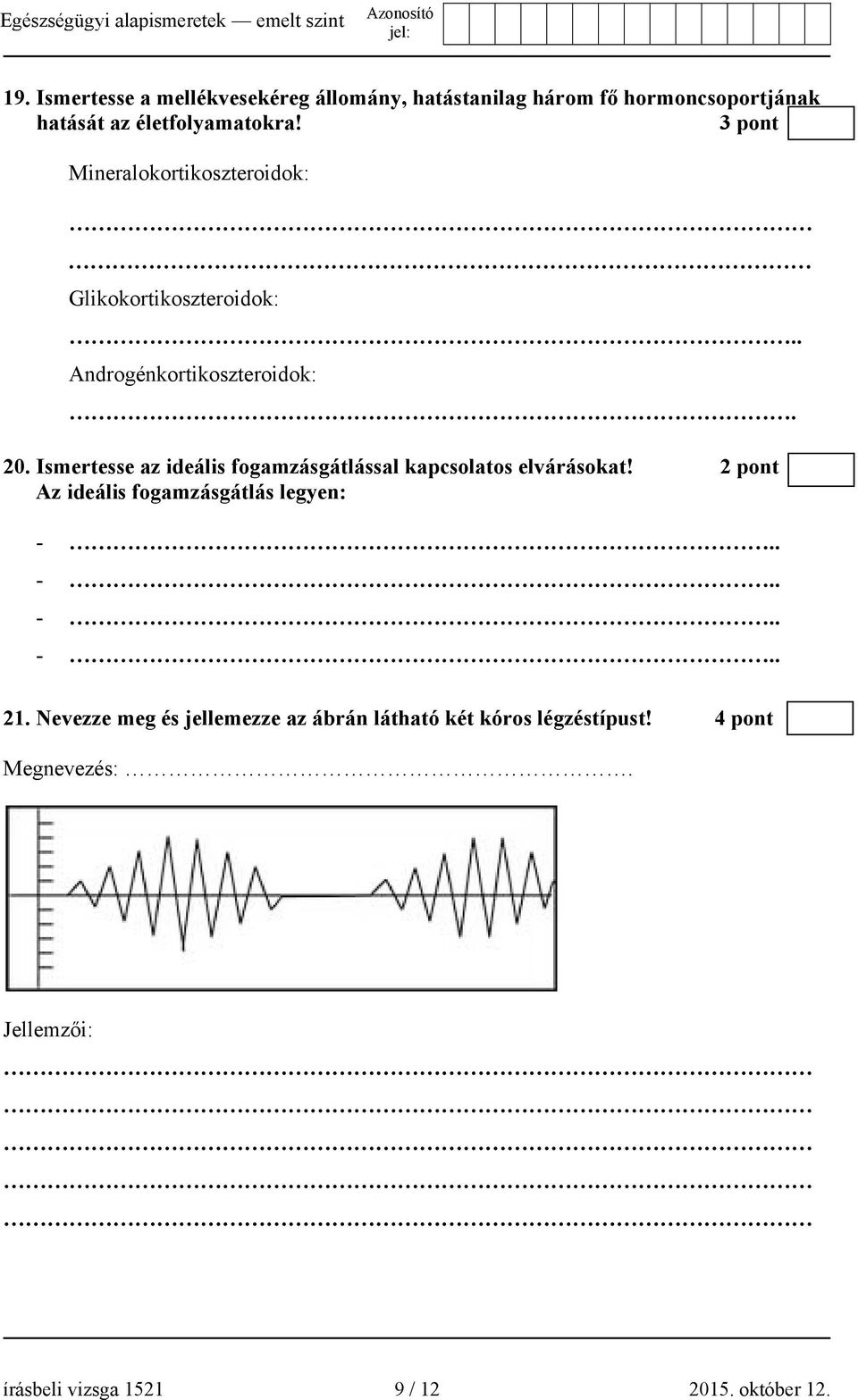 Ismertesse az ideális fogamzásgátlással kapcsolatos elvárásokat! 2 pont Az ideális fogamzásgátlás legyen: -.. -.. -.. -.. 21.