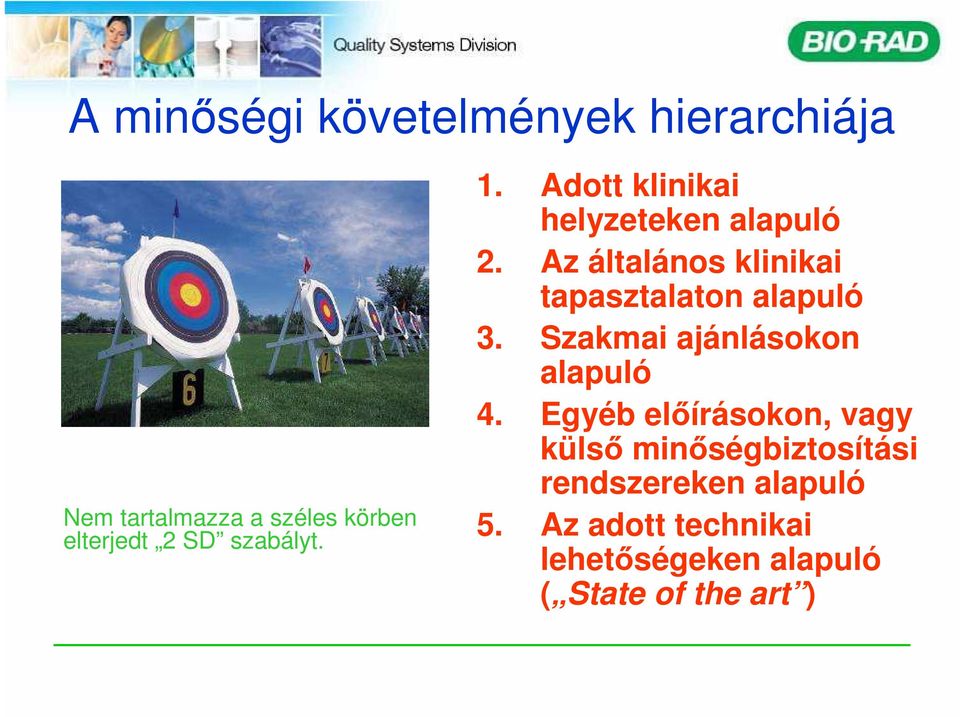 Az általános klinikai tapasztalaton alapuló 3. Szakmai ajánlásokon alapuló 4.