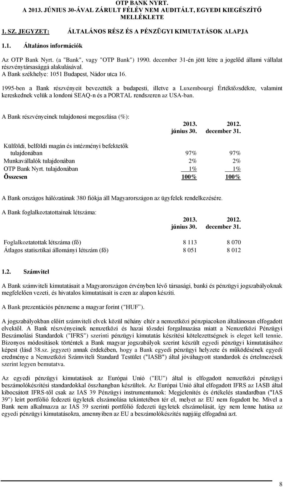 1995-ben a Bank részvényeit bevezették a budapesti, illetve a Luxembourgi Értéktőzsdékre, valamint kereskednek velük a londoni SEAQ-n és a PORTAL rendszeren az USA-ban.