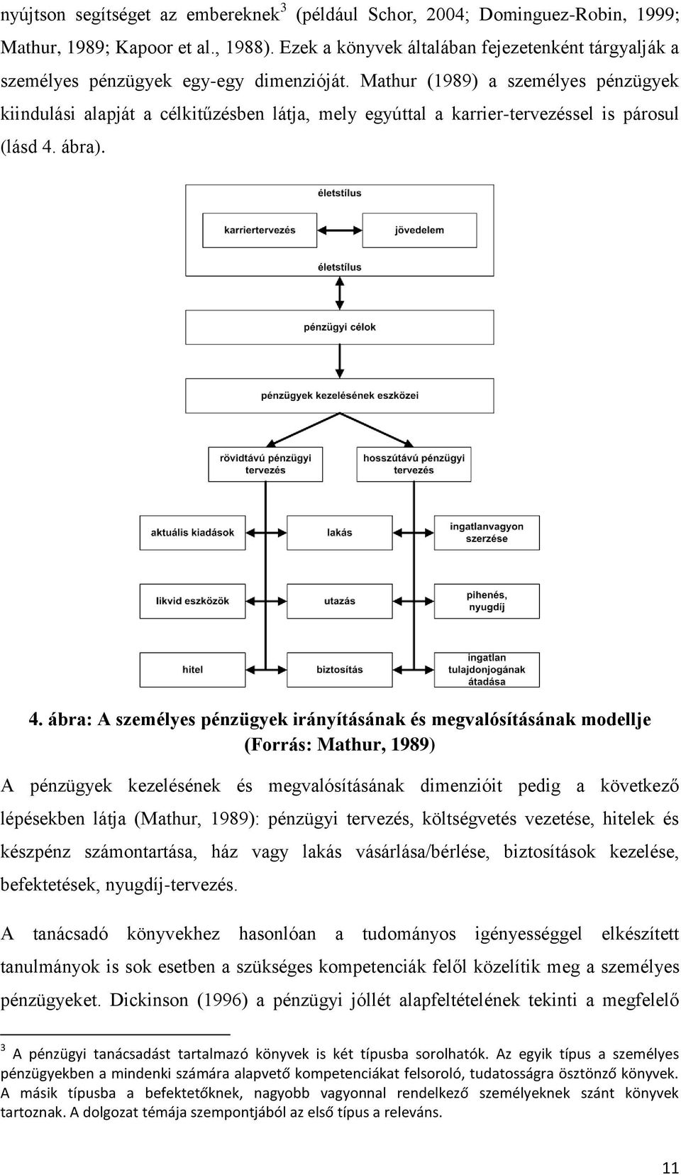 Mathur (1989) a személyes pénzügyek kiindulási alapját a célkitűzésben látja, mely egyúttal a karrier-tervezéssel is párosul (lásd 4.
