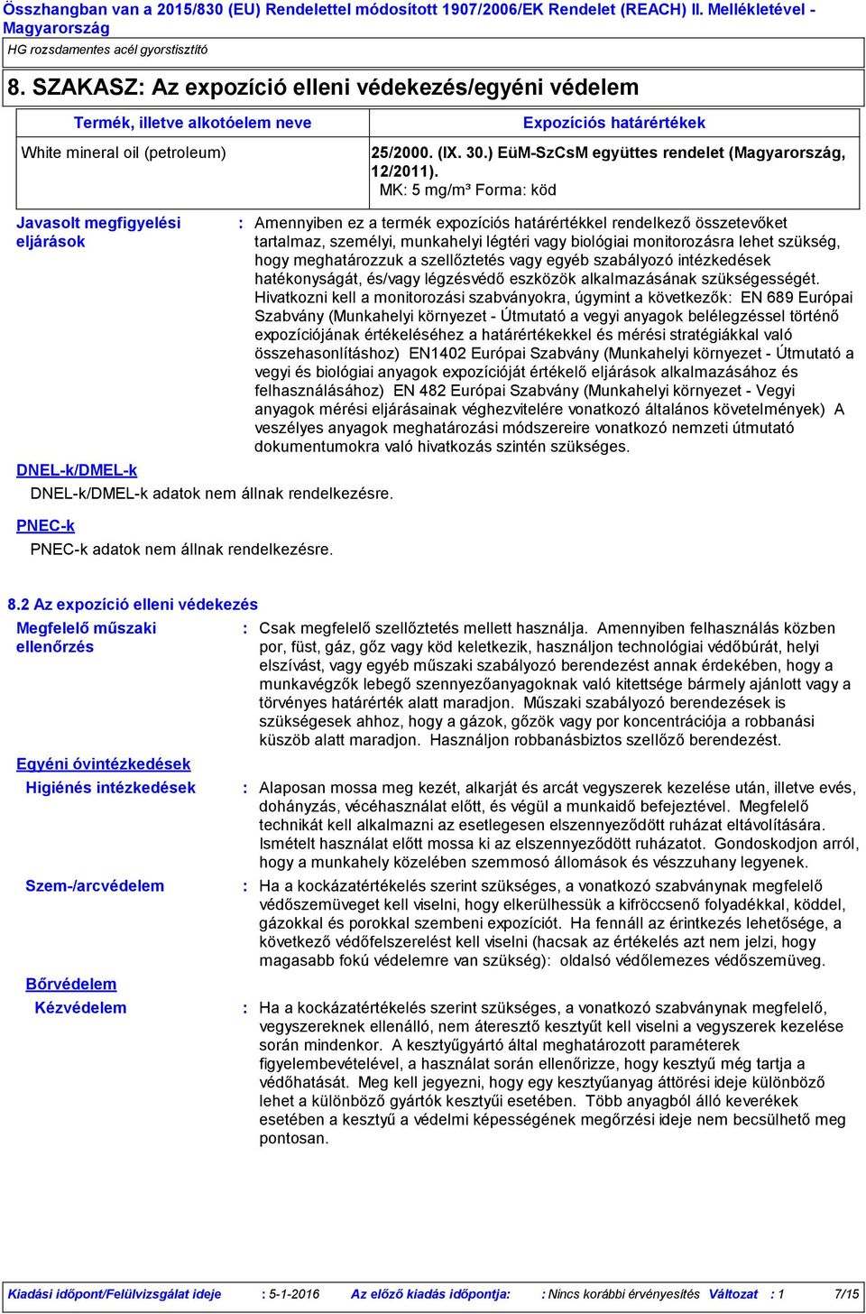 PNEC-k PNEC-k adatok nem állnak rendelkezésre.