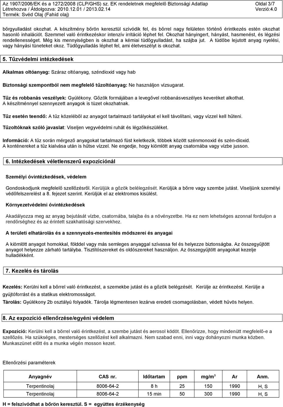 Okozhat hányingert, hányást, hasmenést, és légzési rendellenességet. Még kis mennyiségben is okozhat a kémiai tüdőgyulladást, ha szájba jut.