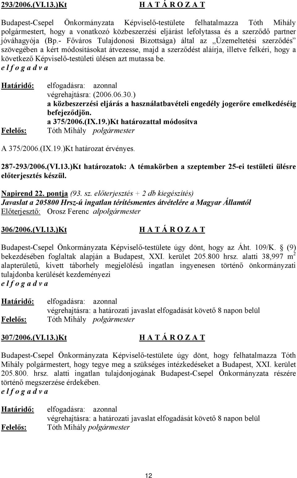 - Főváros Tulajdonosi Bizottsága) által az Üzemeltetési szerződés szövegében a kért módosításokat átvezesse, majd a szerződést aláírja, illetve felkéri, hogy a következő Képviselő-testületi ülésen