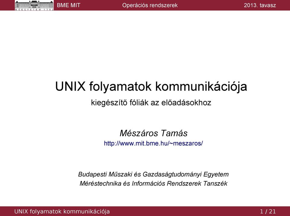 hu/~meszaros/ Budapesti Műszaki és Gazdaságtudományi Egyetem