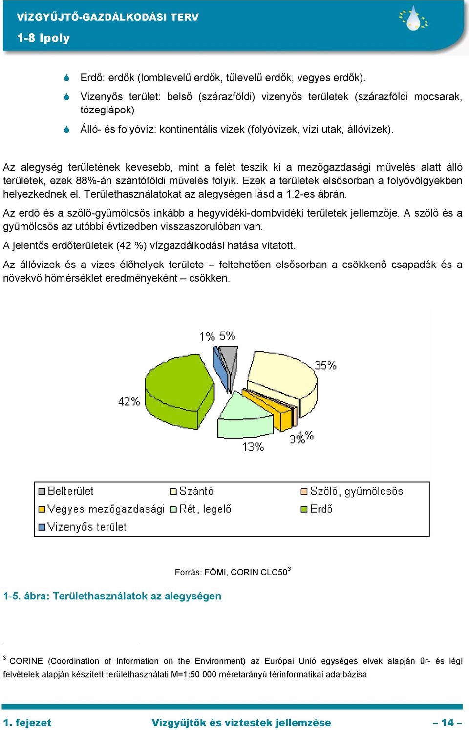 Az alegység területének kevesebb, mint a felét teszik ki a mezőgazdasági művelés alatt álló területek, ezek 88%-án szántóföldi művelés folyik.