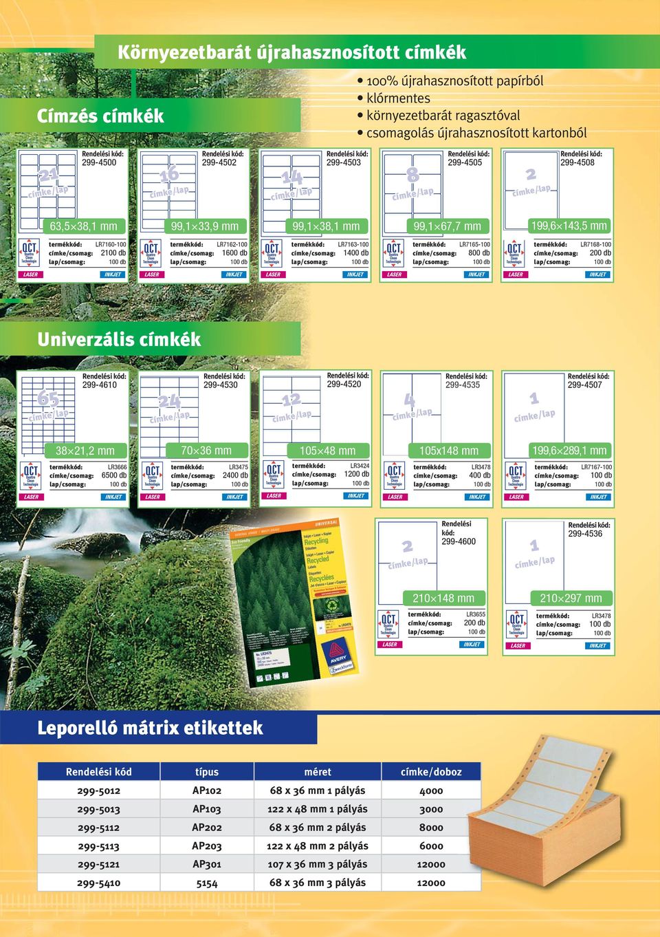 címke/csomag: 1400 db termékkód: LR7165-100 címke/csomag: 800 db termékkód: LR7168-100 címke/csomag: 200 db Univerzális címkék 65 299-4610 24 299-4530 12 299-4520 4 299-4535 1 299-4507 38 21,2 mm 70