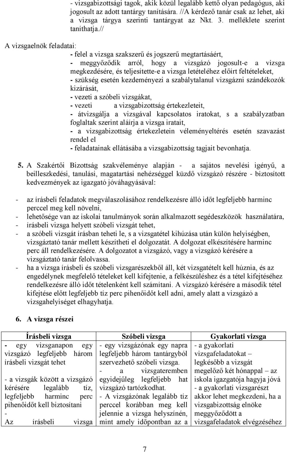 // A vizsgaelnök feladatai: - felel a vizsga szakszerű és jogszerű megtartásáért, - meggyőződik arról, hogy a vizsgázó jogosult-e a vizsga megkezdésére, és teljesítette-e a vizsga letételéhez előírt