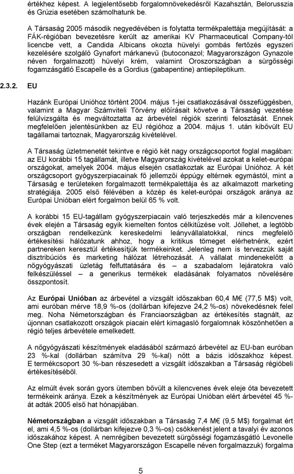 hüvelyi gombás fertőzés egyszeri kezelésére szolgáló Gynafort márkanevű (butoconazol; Magyarországon Gynazole néven forgalmazott) hüvelyi krém, valamint Oroszországban a sürgősségi fogamzásgátló