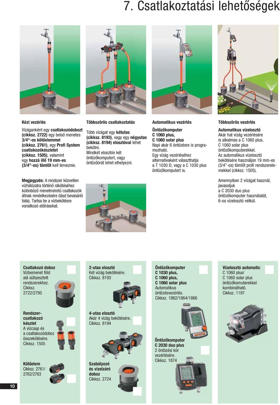 Egy vízág vezérléséhez alternatívaként választhatja a T 1030 D, vagy a C 1030 plus öntözőkoputert is.