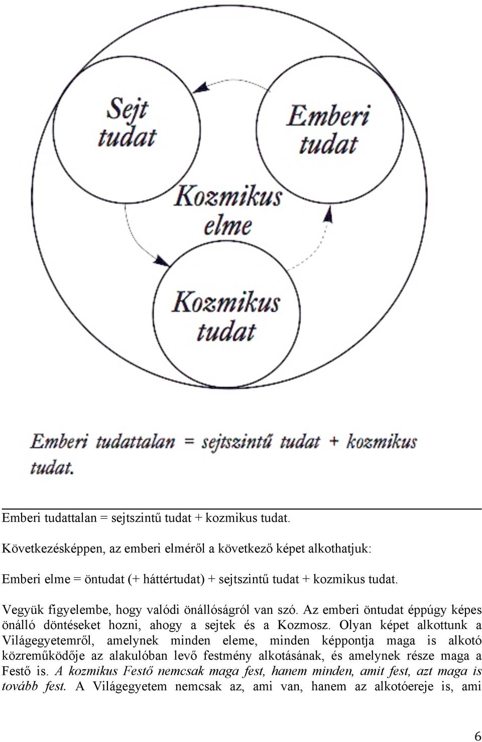 Vegyük figyelembe, hogy valódi önállóságról van szó. Az emberi öntudat éppúgy képes önálló döntéseket hozni, ahogy a sejtek és a Kozmosz.