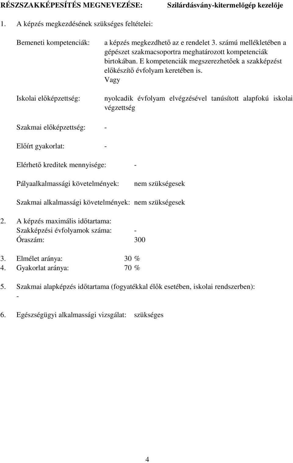 számú mellékletében a gépészet szakmacsoportra meghatározott kompetenciák birtokában. E kompetenciák megszerezhetőek a szakképzést előkészítő évfolyam keretében is.