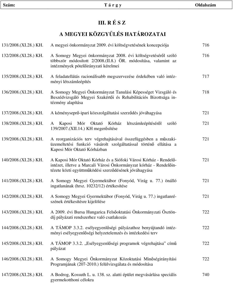 módosítása, valamint az intézmények pótelőirányzati kérelmei A feladatellátás racionálisabb megszervezése érdekében való intézményi létszámleépítés A Somogy Megyei Önkormányzat Tanulási Képességet