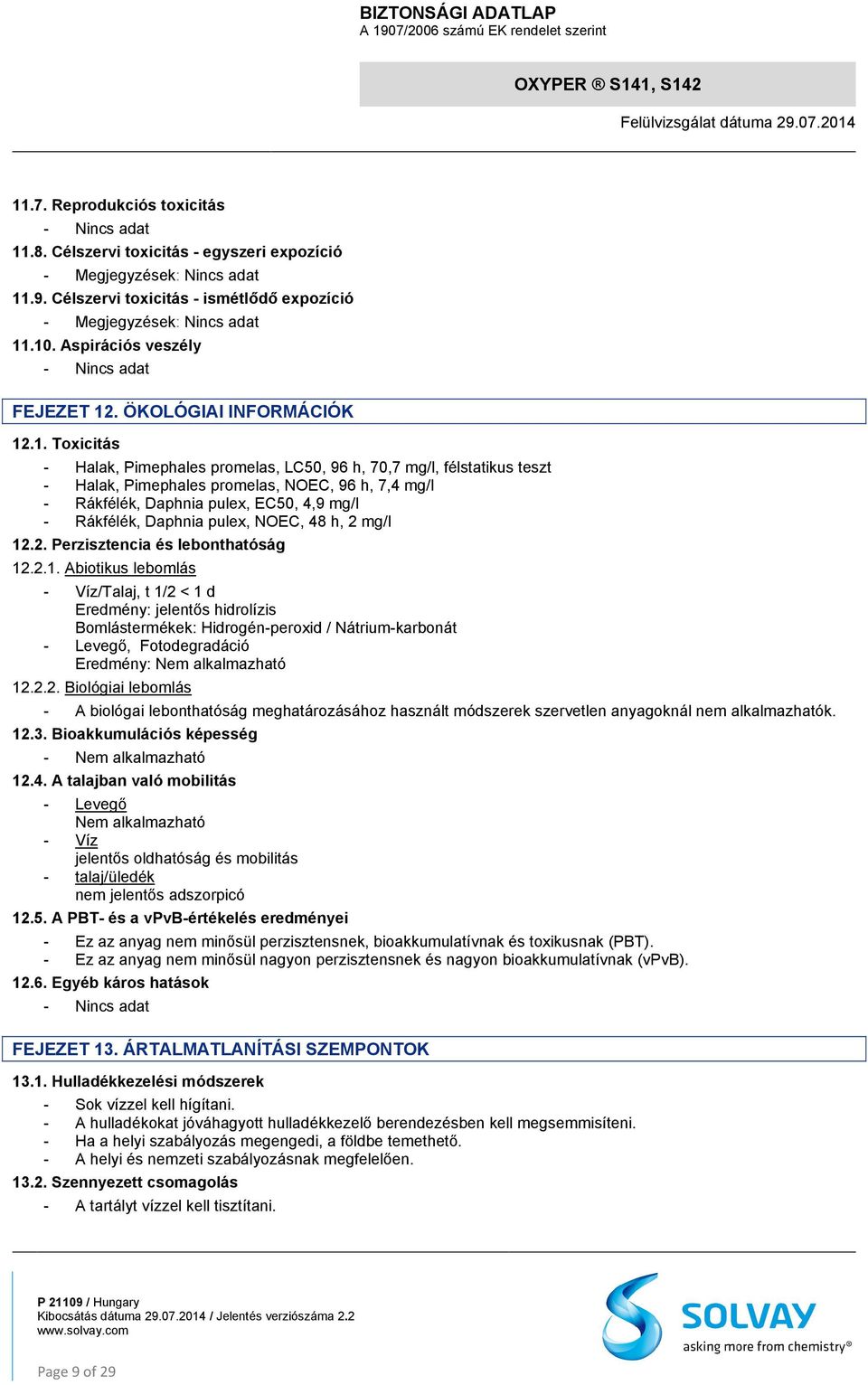 . ÖKOLÓGIAI INFORMÁCIÓK 12