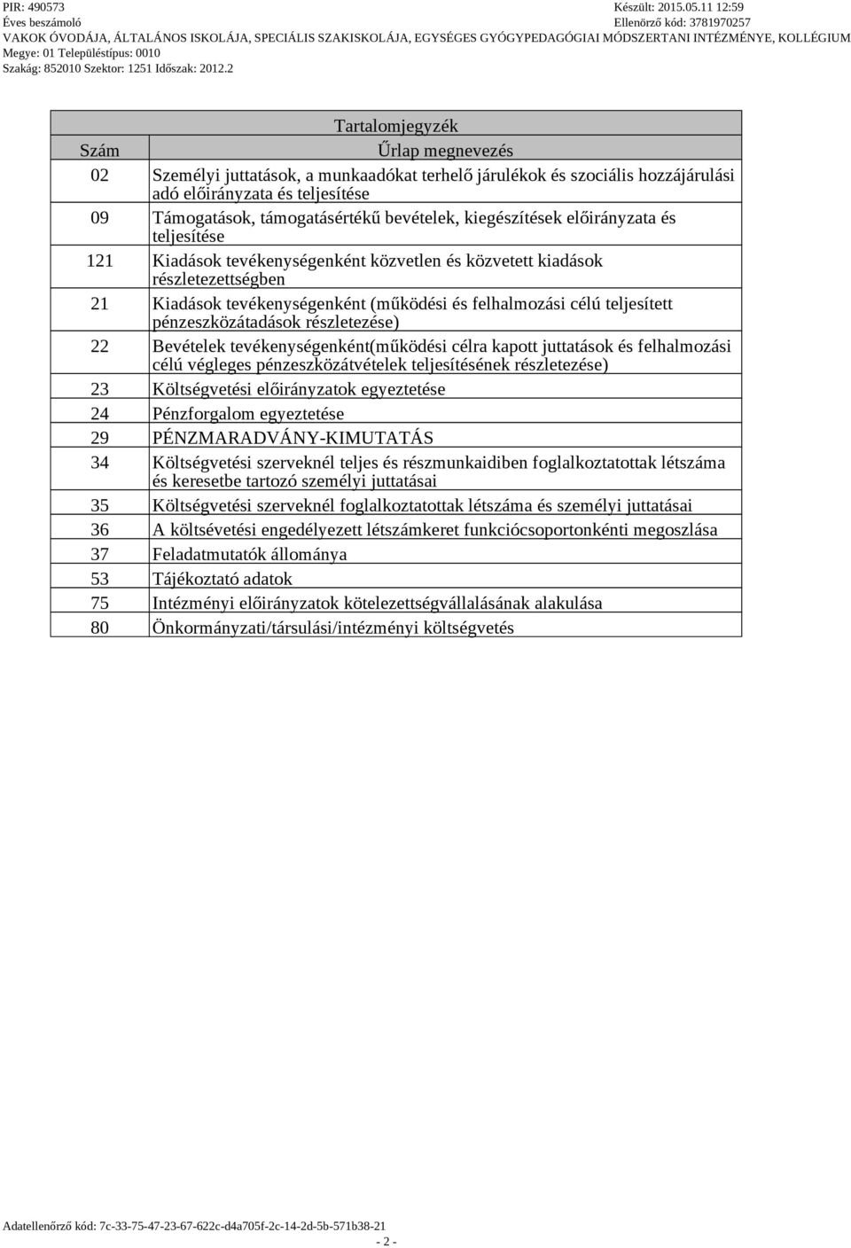 közvetlen és közvetett kiadások részletezettségben 21 Kiadások tevékenységenként (működési és felhalmozási célú teljesített pénzeszközátadások részletezése) 22 Bevételek tevékenységenként (működési