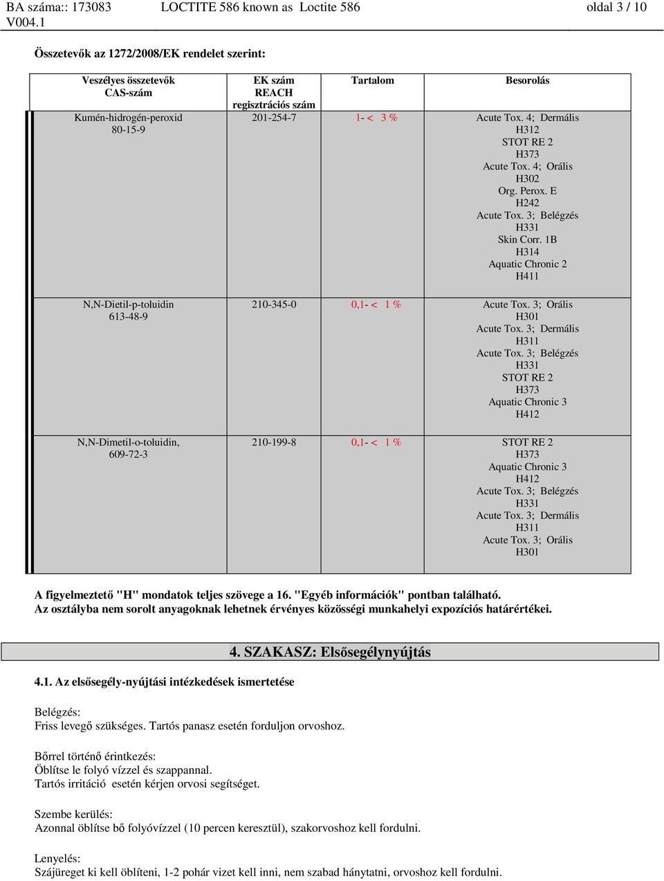 1B H314 Aquatic Chronic 2 H411 210-345-0 0,1- < 1 % Acute Tox. 3; Orális H301 Acute Tox. 3; Dermális H311 Acute Tox.