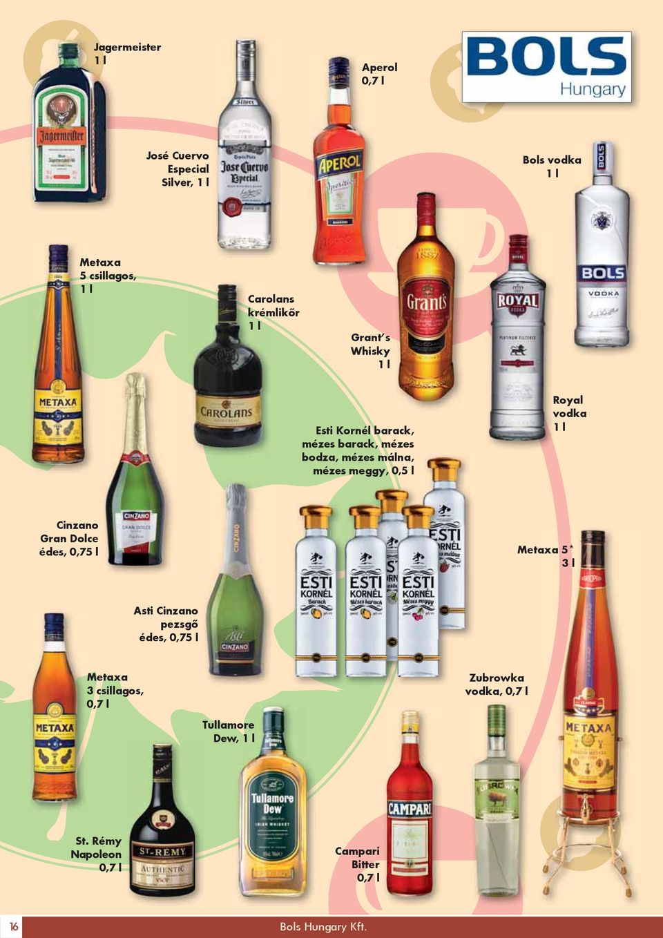 meggy, 0,5 l Royal vodka 1 l Cinzano Gran Dolce édes, Metaxa 5* 3 l Asti Cinzano pezsgő édes, Metaxa 3