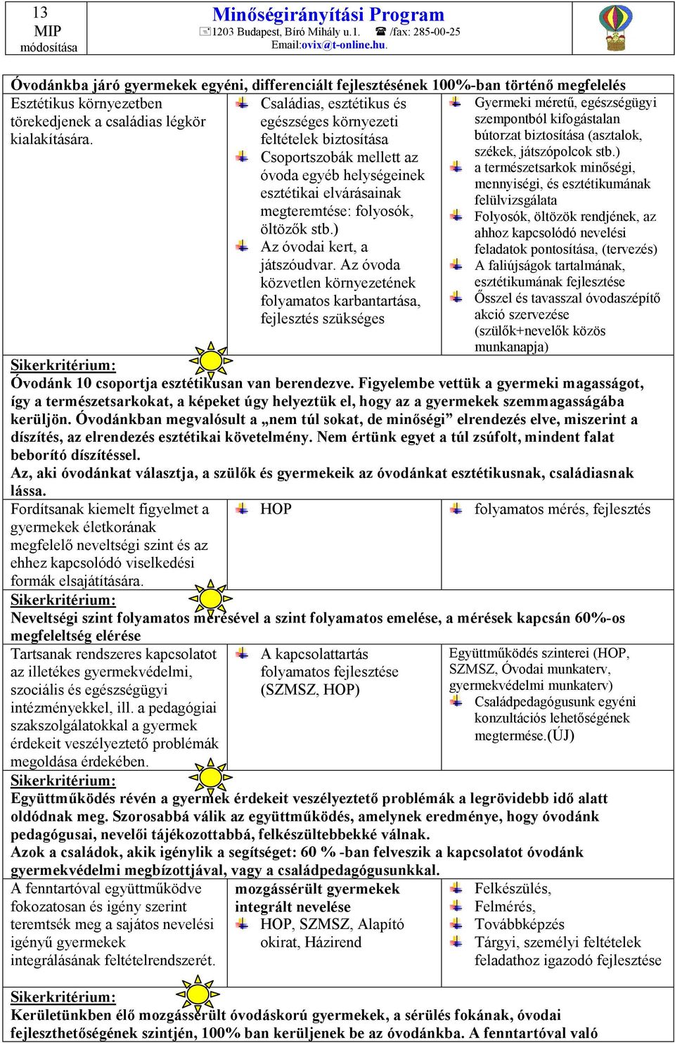 ) Az óvodai kert, a játszóudvar.