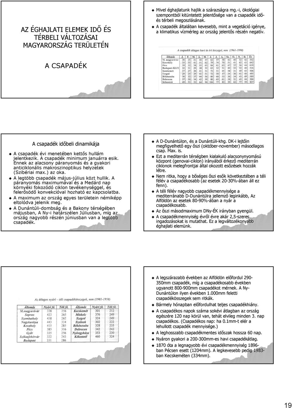 A csapadék általában kevesebb, mint a vegetáció igénye, a klimatikus vízmérleg az ország jelentős részén negatív.