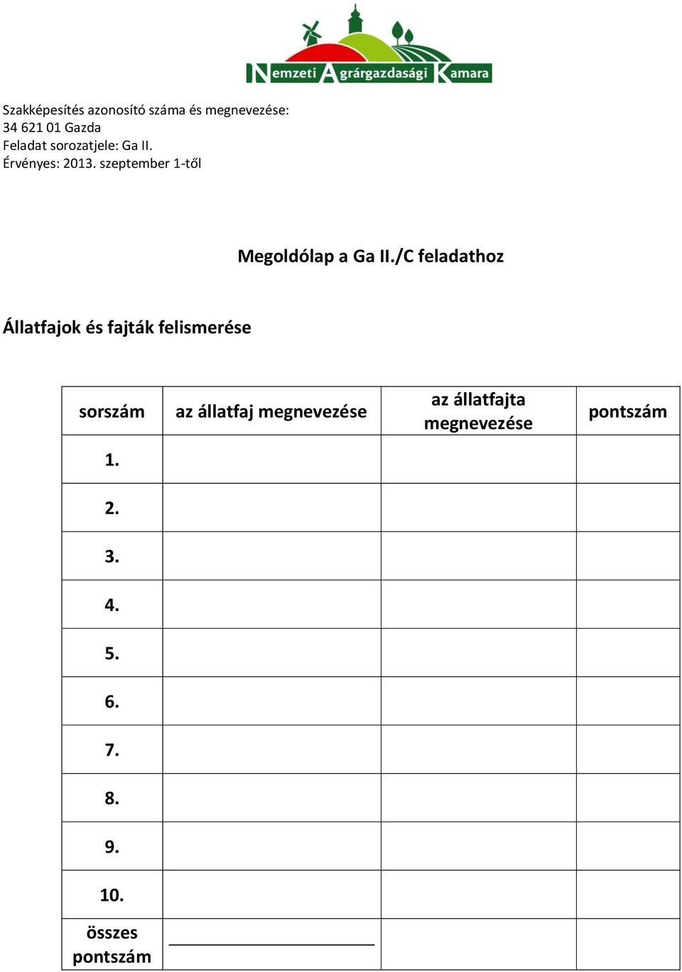 felismerése sorszám az állatfaj megnevezése