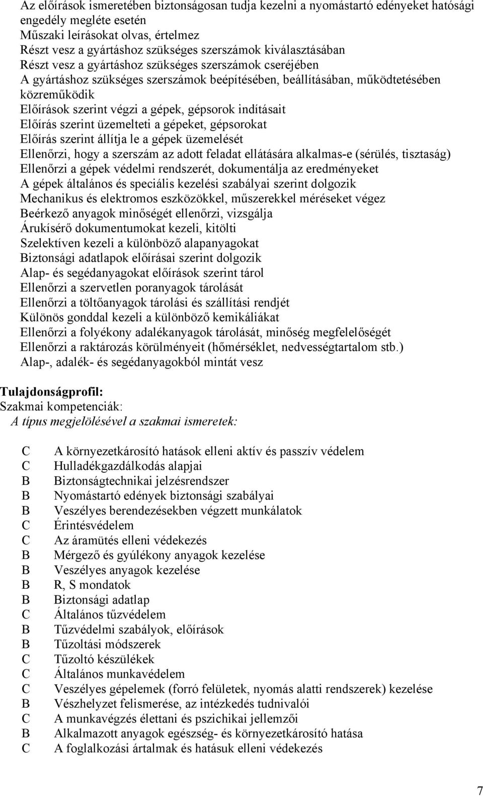 gépsorok indításait Előírás szerint üzemelteti a gépeket, gépsorokat Előírás szerint állítja le a gépek üzemelését Ellenőrzi, hogy a szerszám az adott feladat ellátására alkalmas-e (sérülés,