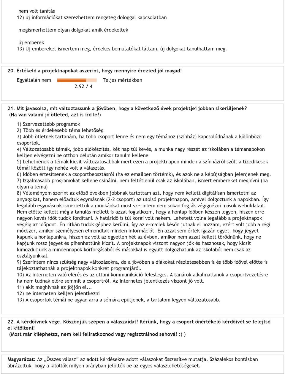 Mit javasolsz, mit változtassunk a jövőben, hogy a következő évek projektjei jobban sikerüljenek? (Ha van valami jó ötleted, azt is írd le!