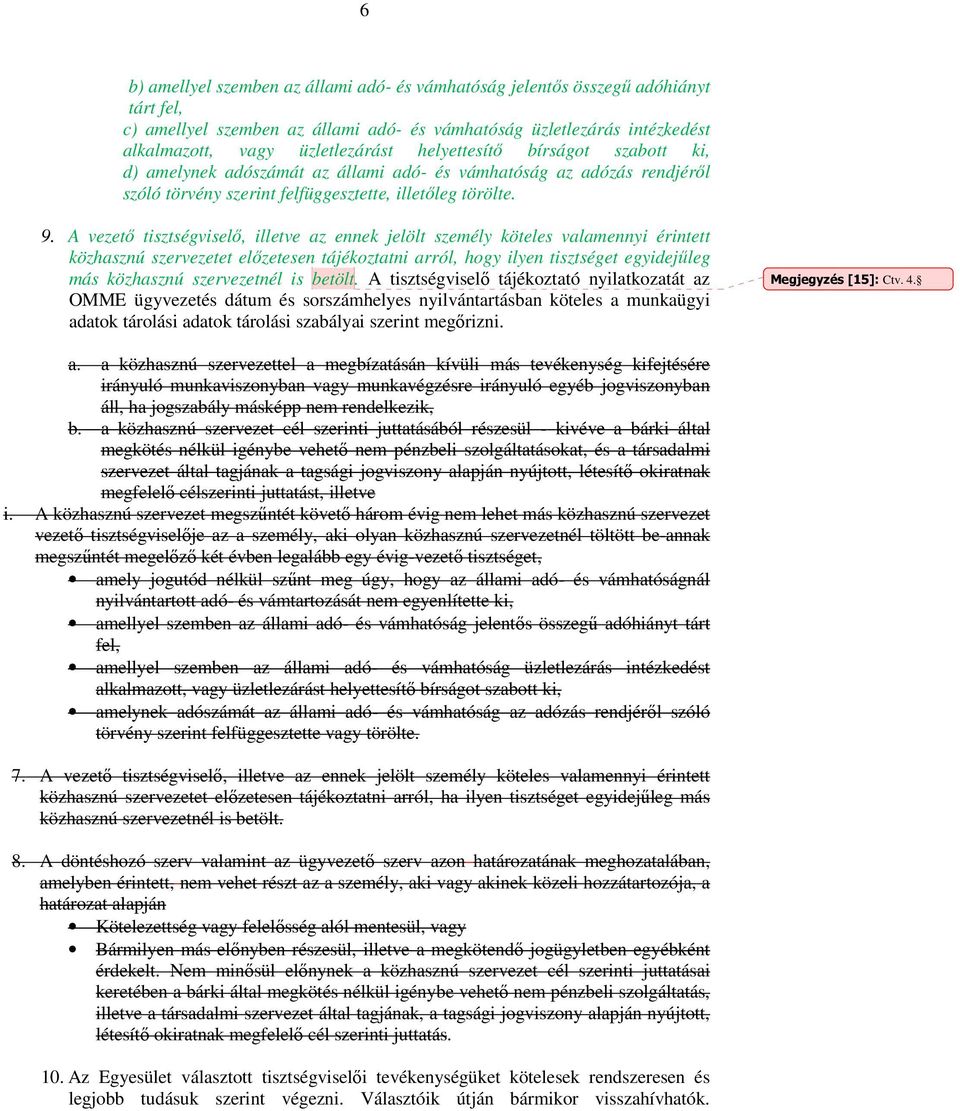 A vezető tisztségviselő, illetve az ennek jelölt személy köteles valamennyi érintett közhasznú szervezetet előzetesen tájékoztatni arról, hogy ilyen tisztséget egyidejűleg más közhasznú szervezetnél