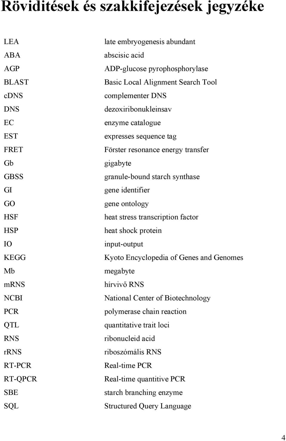 gigabyte granule-bound starch synthase gene identifier gene ontology heat stress transcription factor heat shock protein input-output Kyoto Encyclopedia of Genes and Genomes megabyte hírvivő RNS
