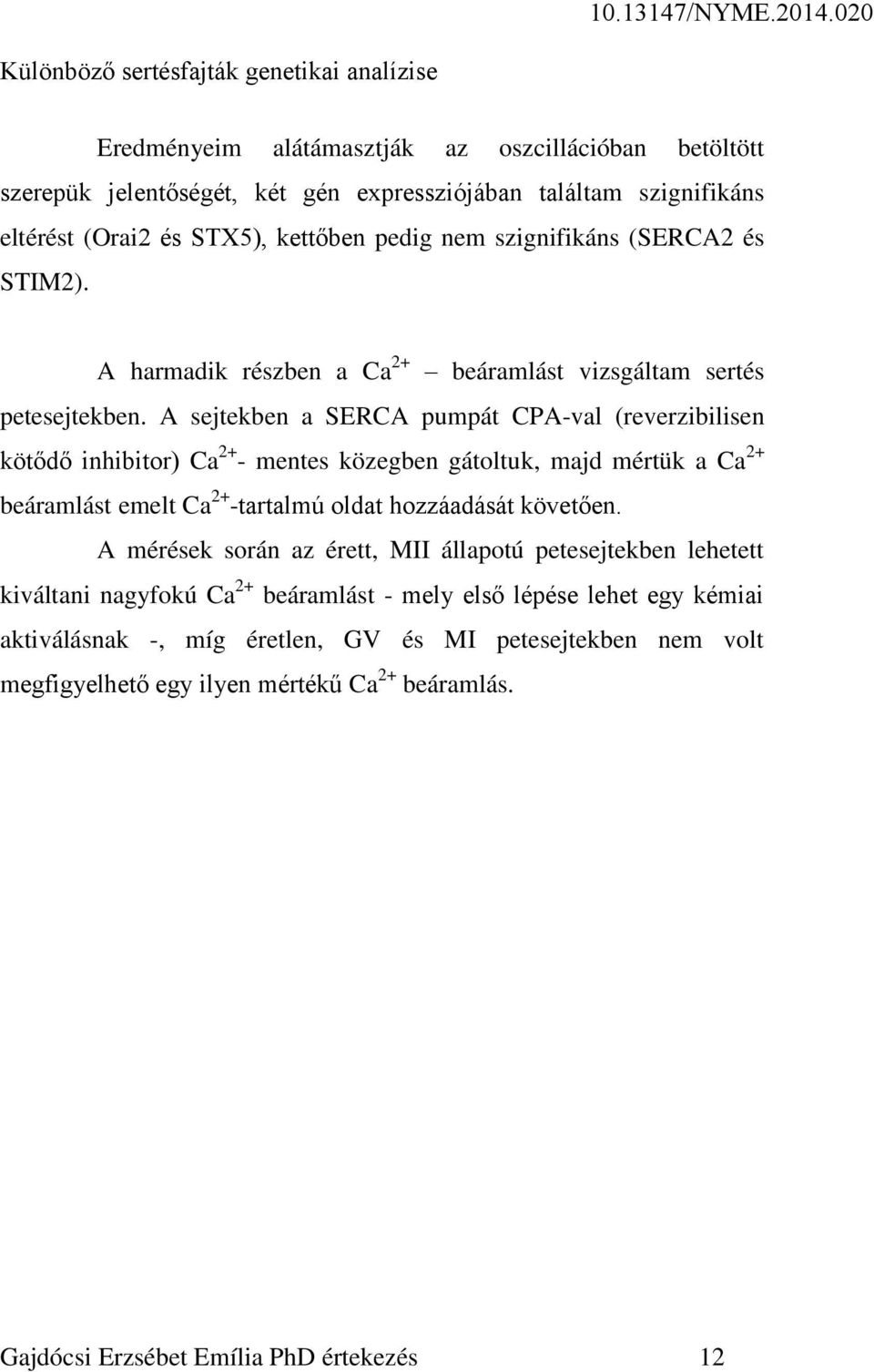 A sejtekben a SERCA pumpát CPA-val (reverzibilisen kötődő inhibitor) Ca 2+ - mentes közegben gátoltuk, majd mértük a Ca 2+ beáramlást emelt Ca 2+ -tartalmú oldat hozzáadását követően.