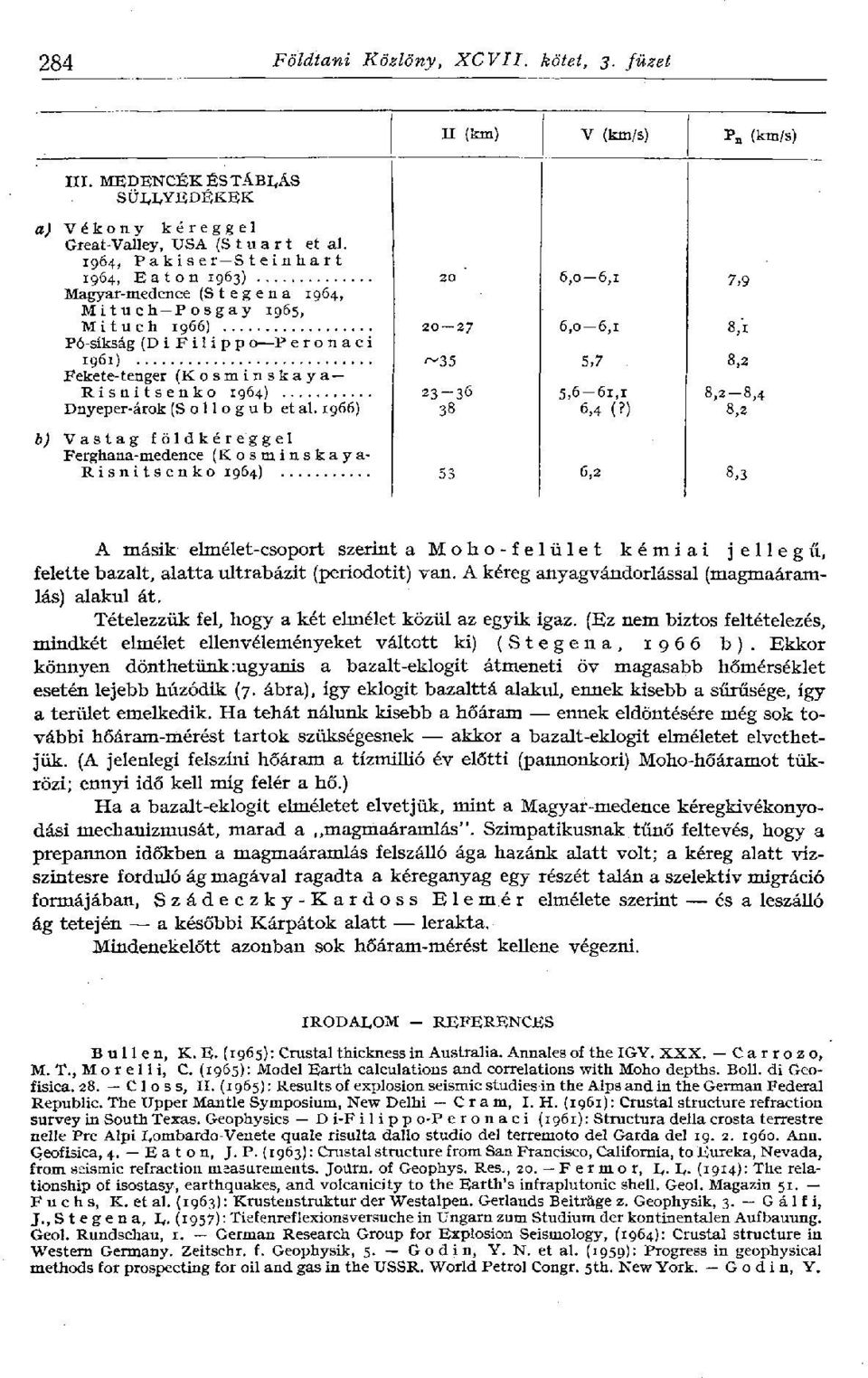 8,2 Fekete-tenger (Kosminskaya Risnitsenko 1964) 23-36 5,6-61,1 8,2-8,4 Dnyeper-árok (S 0 11 0 g u b et al. 1966) 38 6,4 (?