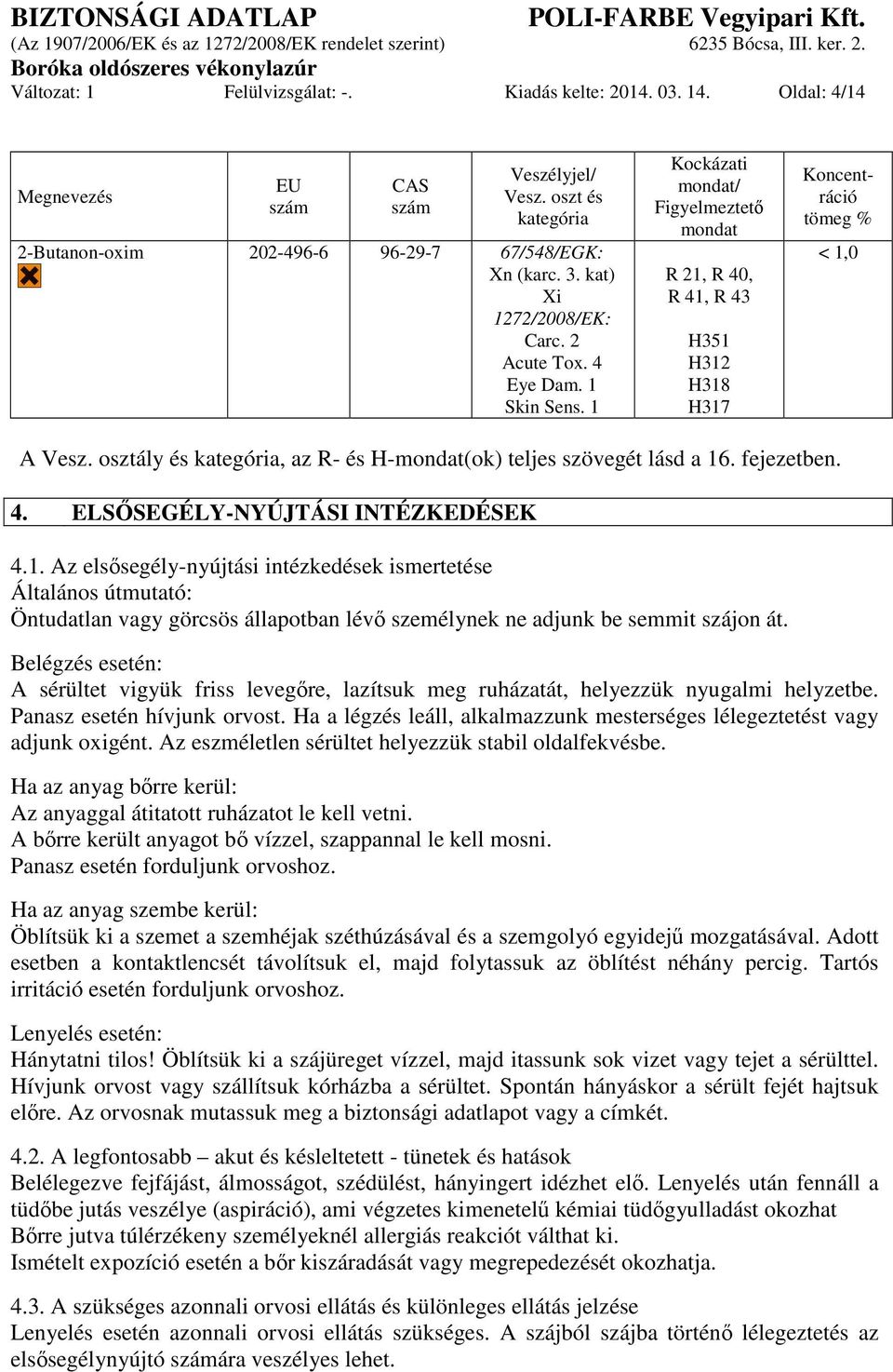 osztály és kategória, az R- és H-mondat(ok) teljes szövegét lásd a 16