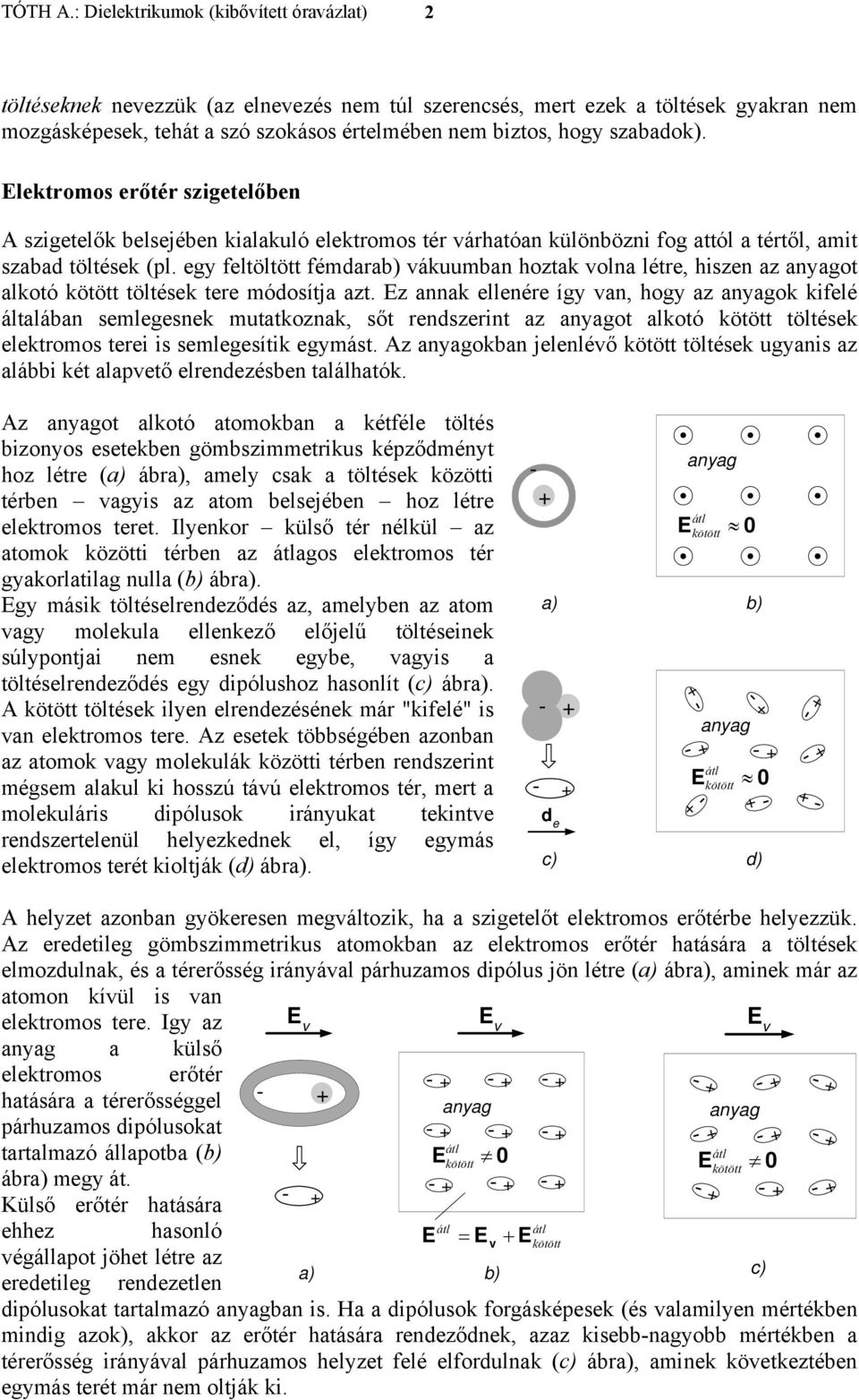 egy feltöltött fémdarab) vákuumban hoztak volna létre, hiszen az anyagot alkotó kötött töltések tere módosítja azt.