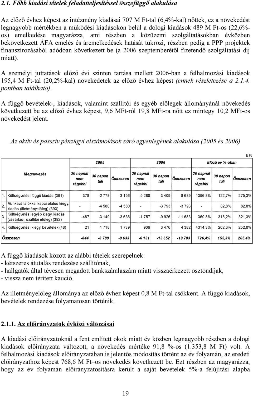 pedig a PPP projektek finanszírozásából adódóan következett be (a 2006 szeptemberétől fizetendő szolgáltatási díj miatt).