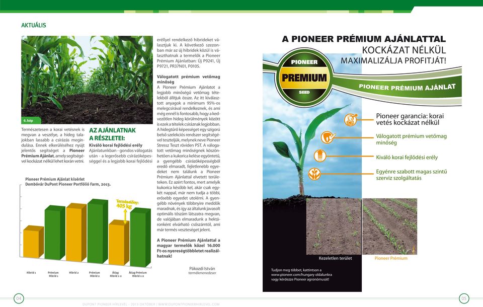 Pioneer Prémium Ajánlat kísérlet Dombóvár DuPont Pioneer Portfólió Farm, 2013.