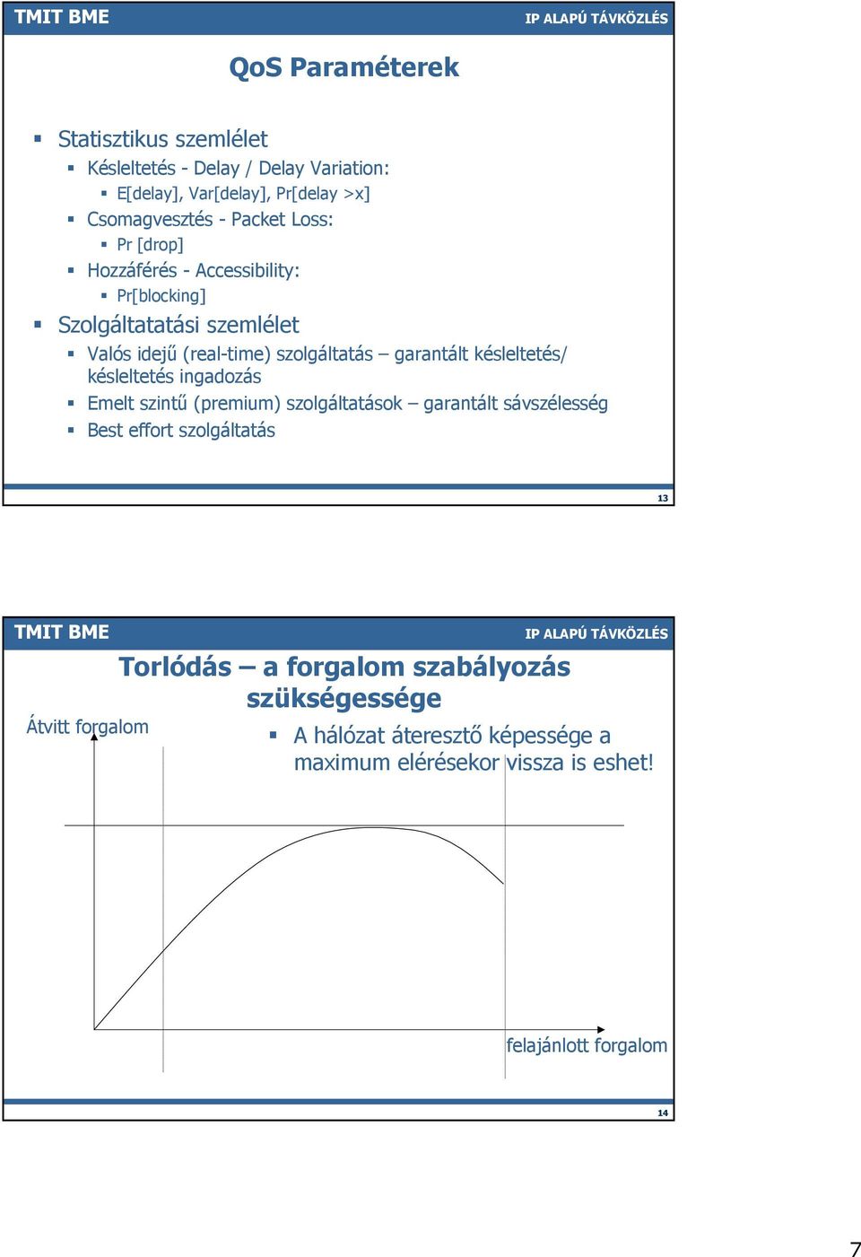 késleltetés/ késleltetés ingadozás Emelt szintű (premium) szolgáltatások garantált sávszélesség Best effort szolgáltatás 13 Átvitt