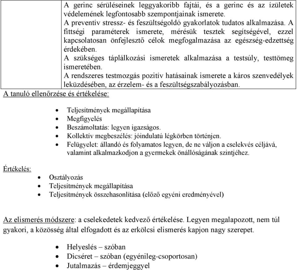 A szükséges táplálkozási ismeretek alkalmazása a testsúly, testtömeg ismeretében.