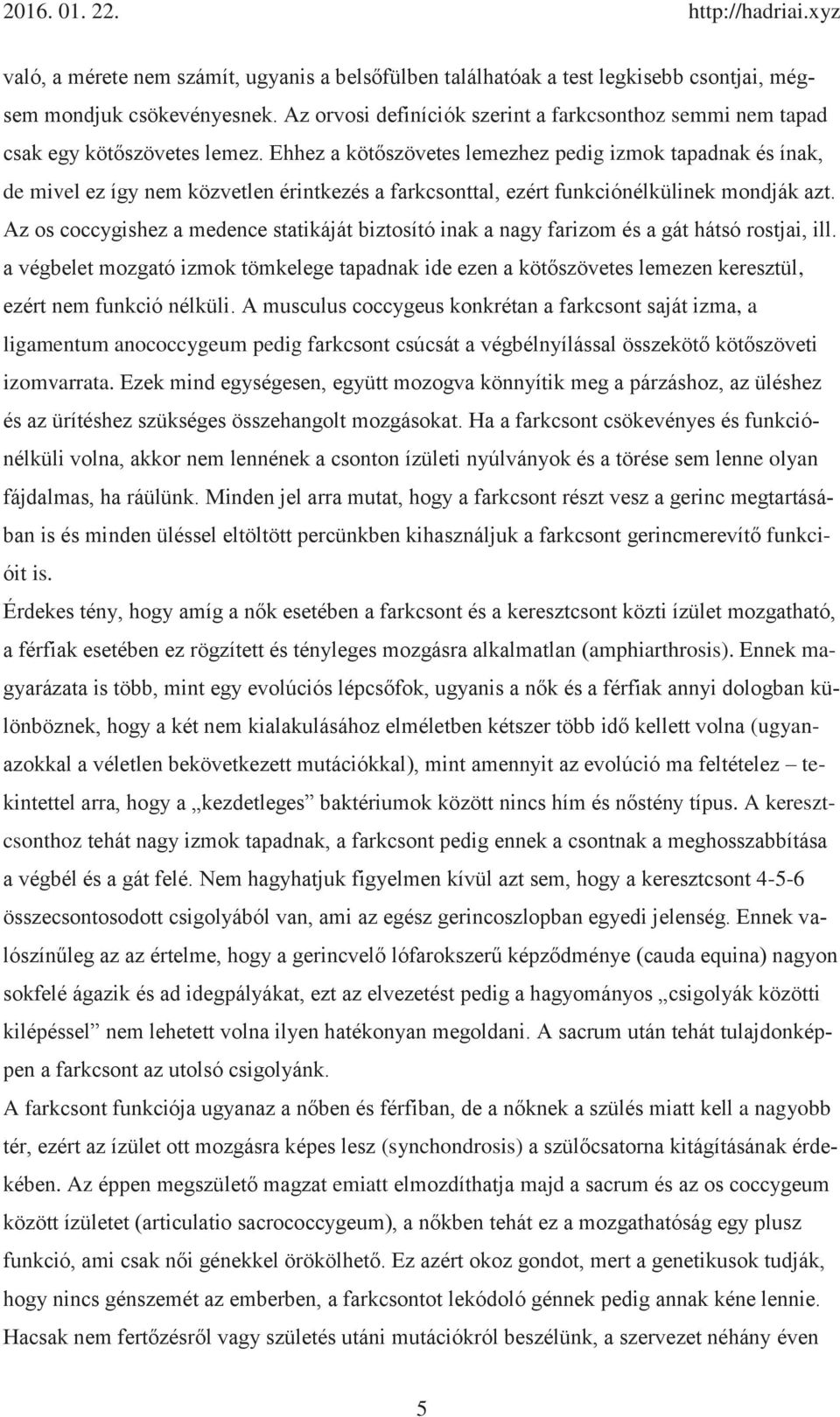 Ehhez a kötőszövetes lemezhez pedig izmok tapadnak és ínak, de mivel ez így nem közvetlen érintkezés a farkcsonttal, ezért funkciónélkülinek mondják azt.