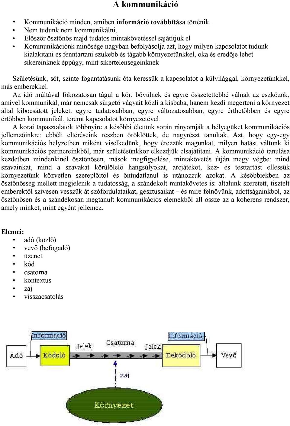 környezetünkkel, oka és eredője lehet sikereinknek éppúgy, mint sikertelenségeinknek Születésünk, sőt, szinte fogantatásunk óta keressük a kapcsolatot a külvilággal, környezetünkkel, más emberekkel.