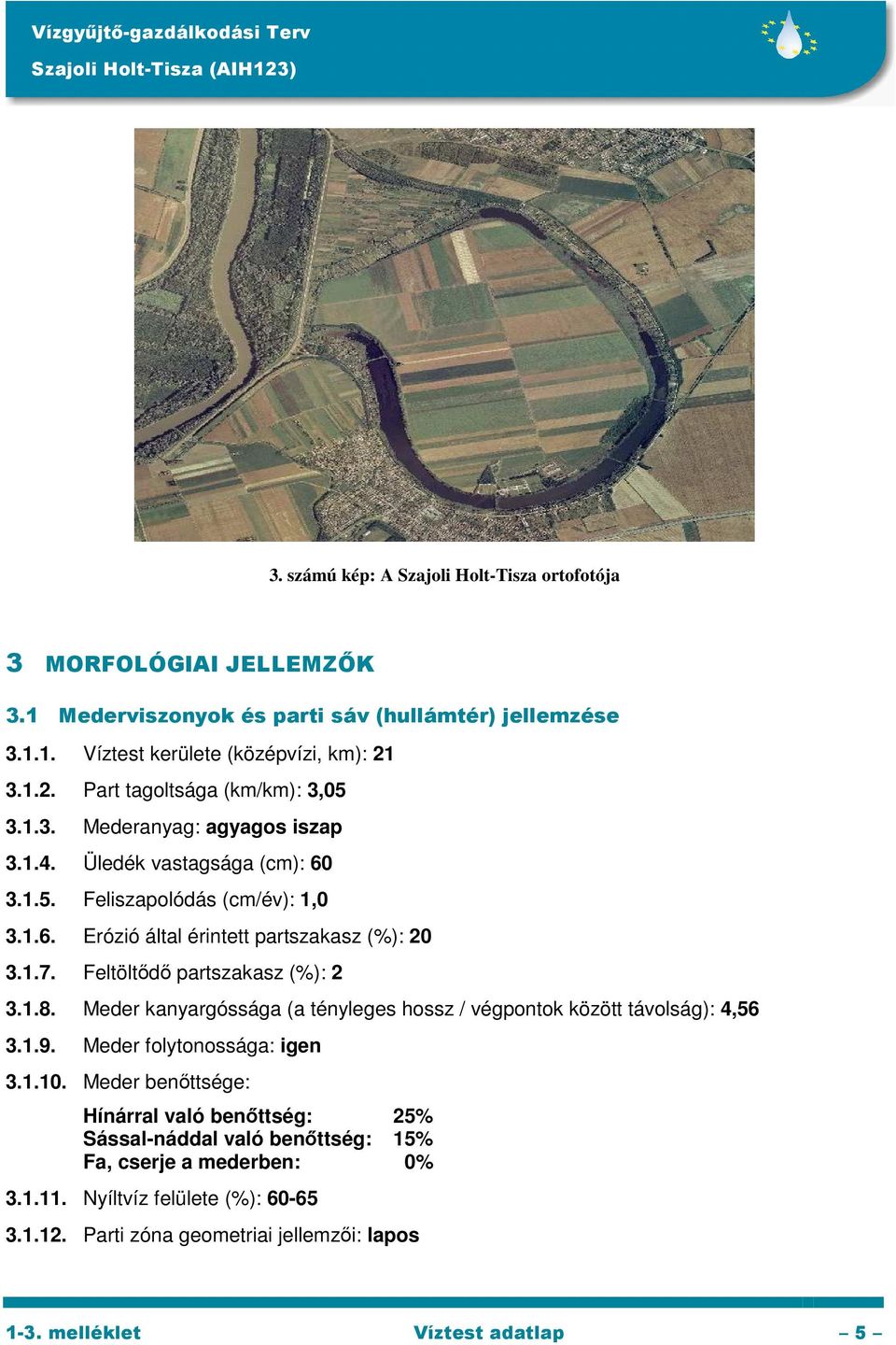 1.7. Feltöltődő partszakasz (%): 2 3.1.8. Meder kanyargóssága (a tényleges hossz / végpontok között távolság): 4,56 3.1.9. Meder folytonossága: igen 3.1.10.