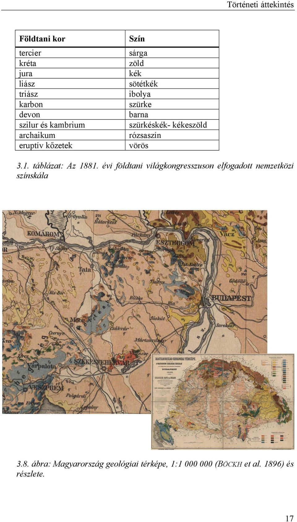 rózsaszín vörös 3.1. táblázat: Az 1881.
