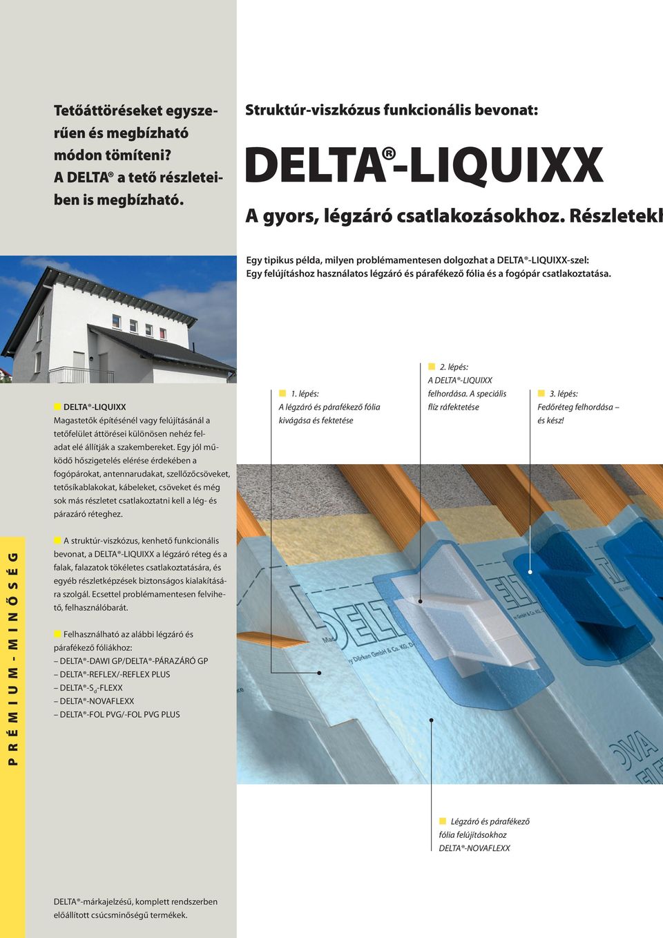 DELTA -LIQUIXX Magastetők építésénél vagy felújításánál a tetőfelület áttörései különösen nehéz feladat elé állítják a szakembereket.
