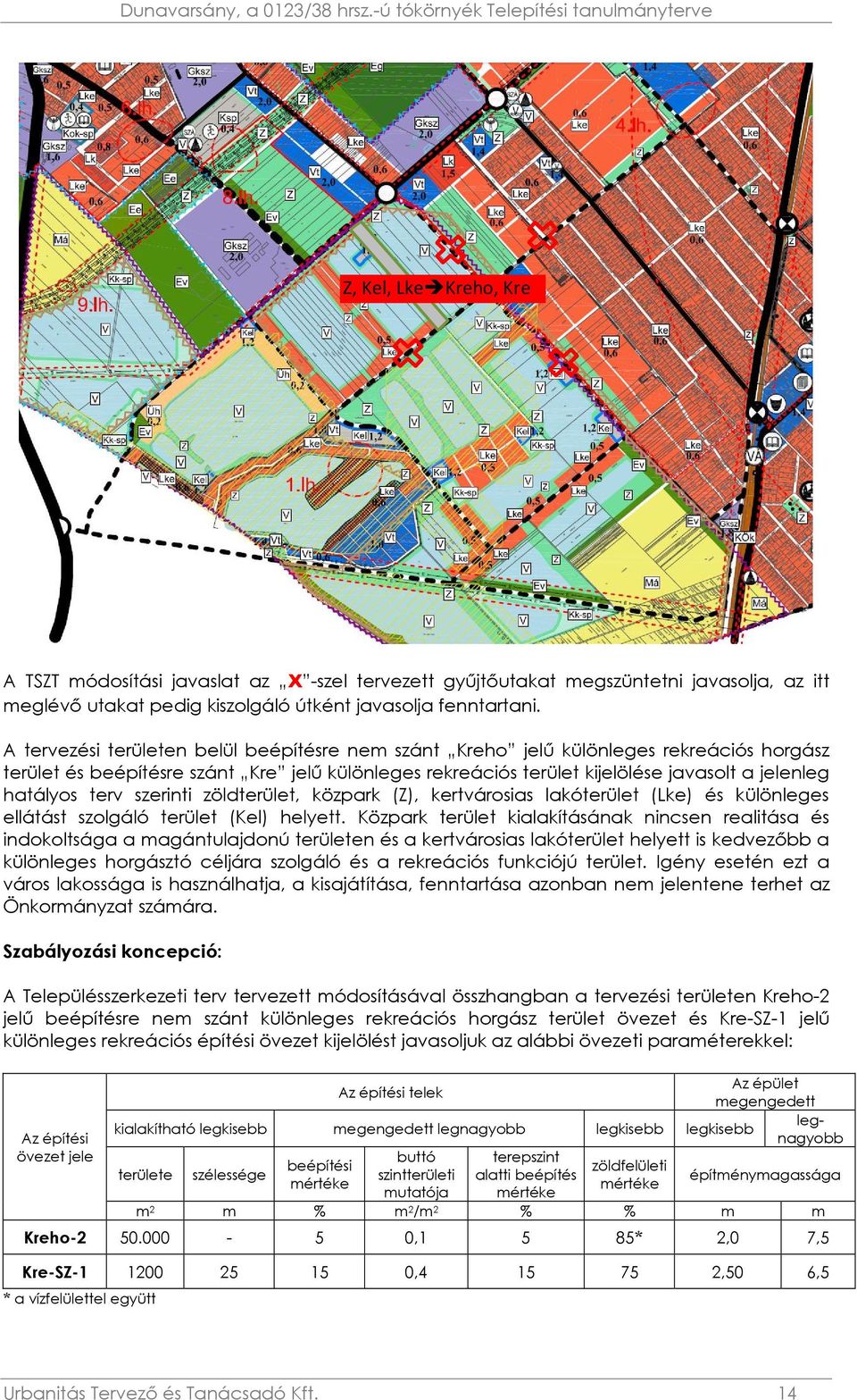 terv szerinti zöldterület, közpark (Z), kertvárosias lakóterület (Lke) és különleges ellátást szolgáló terület (Kel) helyett.