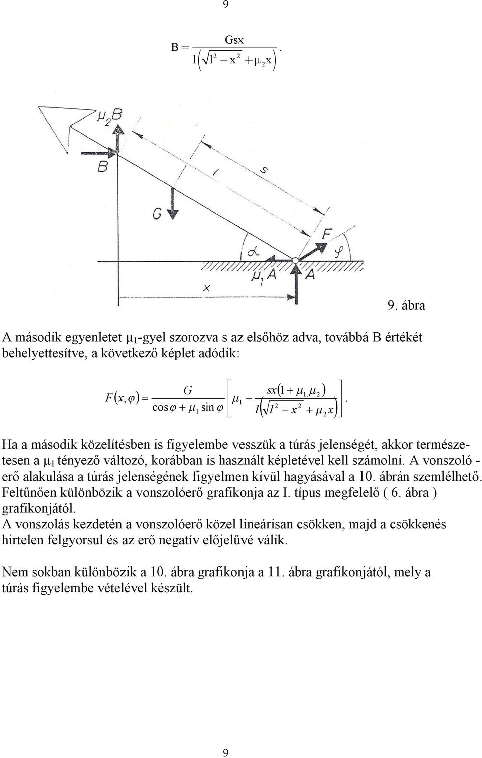 A vonszoló - erő alakulása a túrás jelenségének figyelmen kívül hagyásával a 0. ábrán szemlélhető. Feltűnően különbözik a vonszolóerő grafikonja az I. típus megfelelő ( 6.